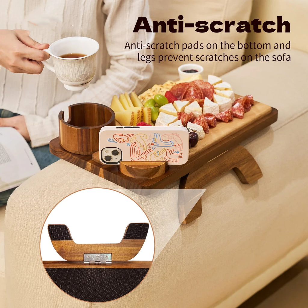 Sofa cup holder tray with 360° swivel stand