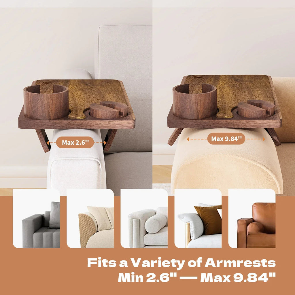 Sofa cup holder tray with 360° swivel stand